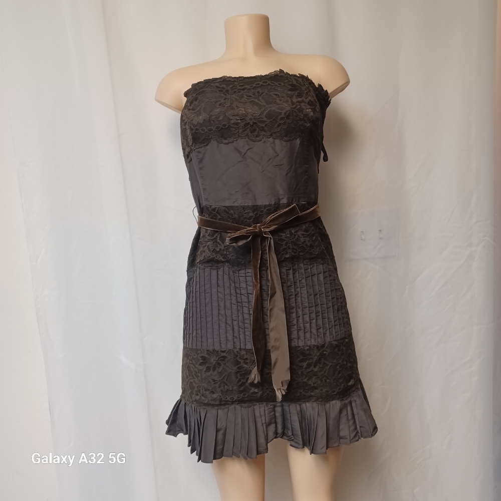 Banana Republic Women Size 4 Brown Strapless Sundress Pleated Cocktail